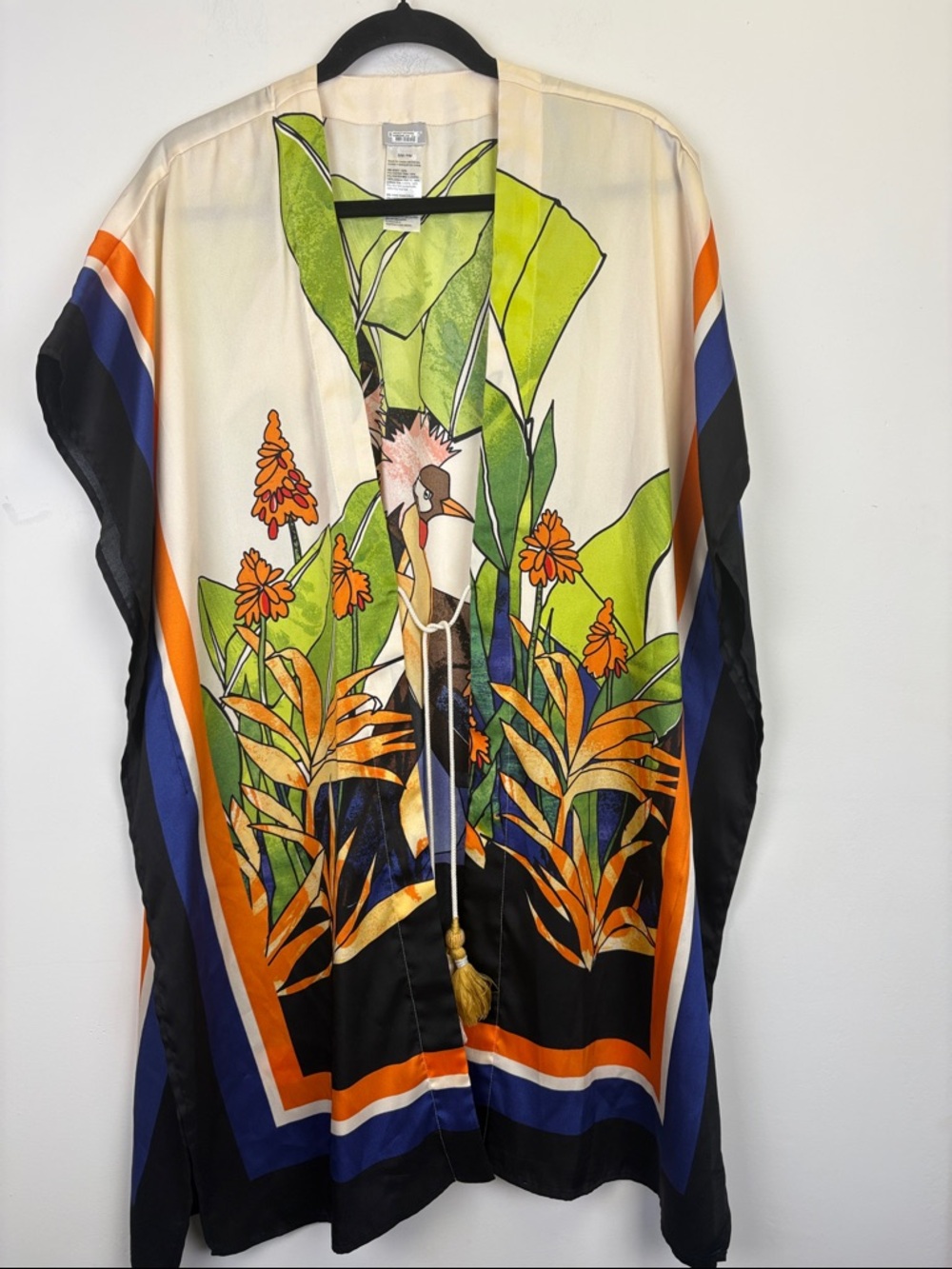 Chico’s Bird of Paradise Kimono Tropical Floral Duster Resort Wear Size Small